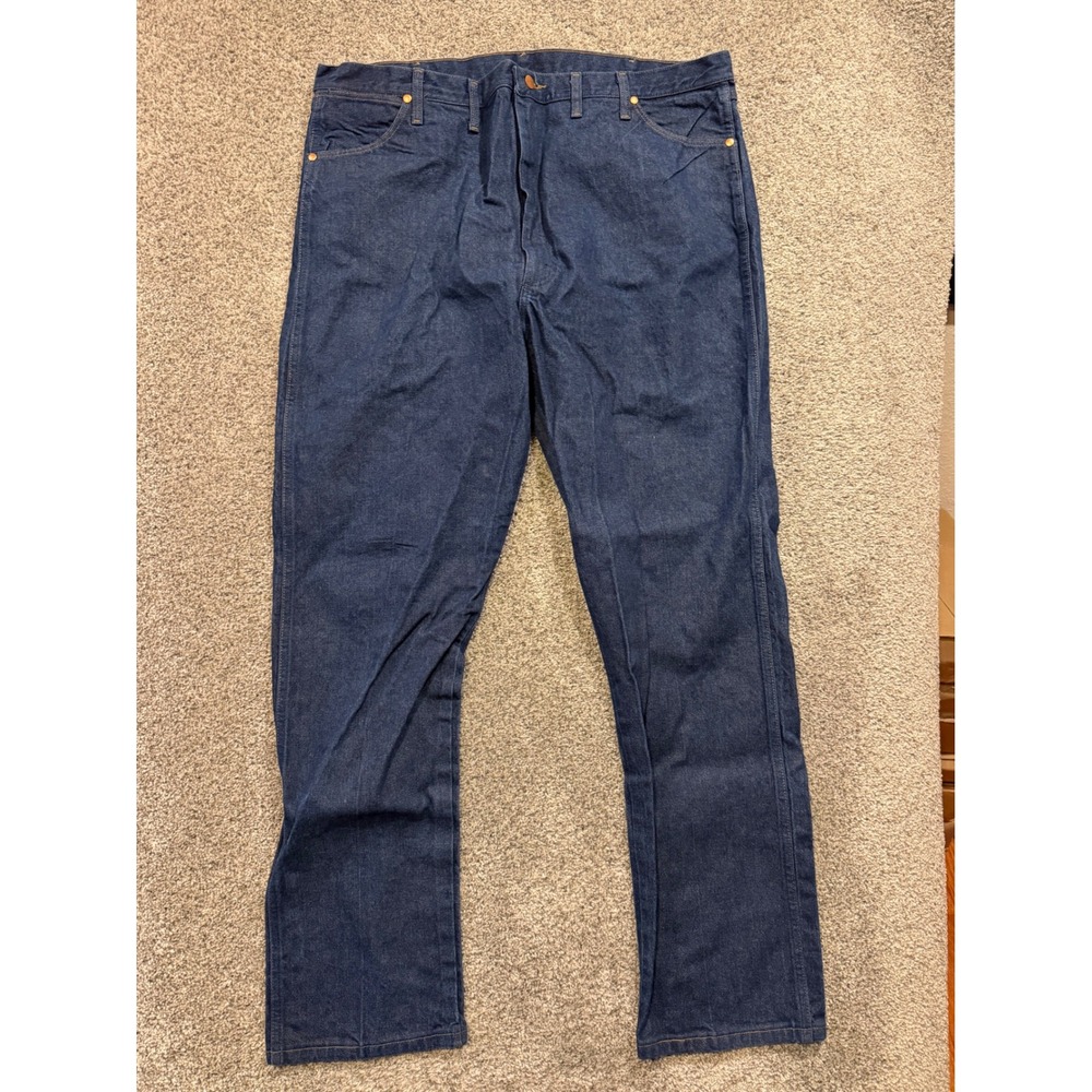Wrangler Jeans Mens 46x34 Blue Dark Wash Denim Classic Fit‎ Cotton Workwear